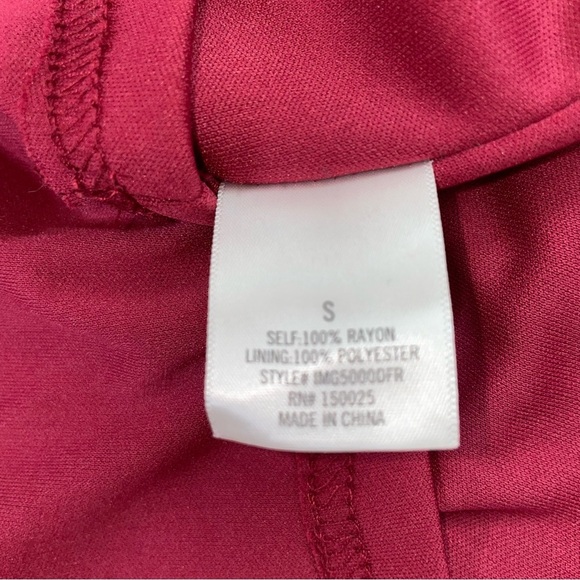 Mi Amore Dress swiss dot long puff sleeve tiered lined elastic waist SZ SM wine - Picture 12 of 12